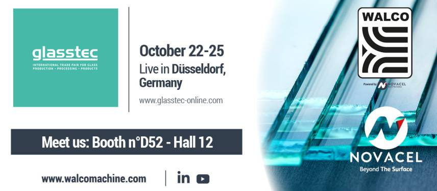 WALCO® partecipa a Glasstec a Düsseldorf, dal 22 al 25 ottobre 2024!